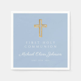 Elegante Blaue Religiöse Erstkommunion Serviette
