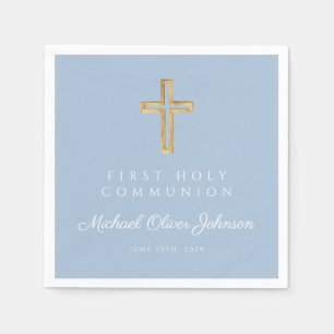 Elegante Blaue Religiöse Erstkommunion Serviette