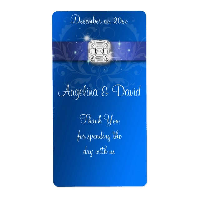 Elegante blaue Ribbon Diamant Wein/Wasser (Vorne)