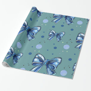 Elegante blaue Ribbons und Blasen Nahtlos. Baby Geschenkpapier
