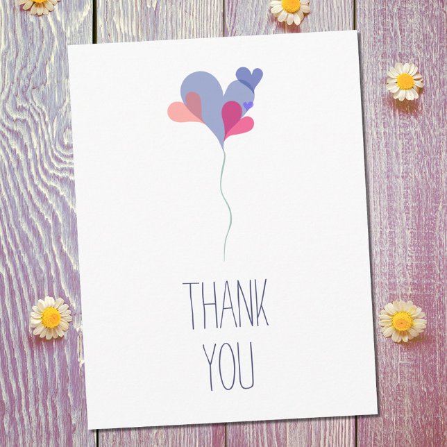 Elegante, blaue Rosa Ballonherzen minimalistisch Postkarte (Von Creator hochgeladen)