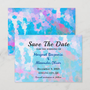 Elegante blaue rosa Kreise Aquarell-Hochzeit Save The Date