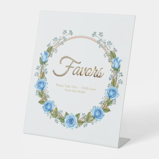 Elegante blaue Rose & Baby's Atem-Lieblinge Sockelschild (Vorderseite)