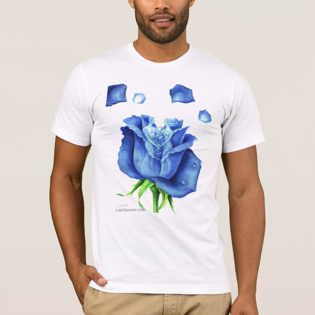 Elegante Blaue Rose Fantastische Wasserfarben T-Shirt (Vorderseite)