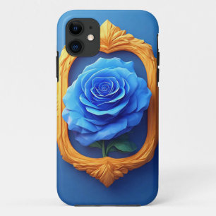 Elegante blaue Rose in verziertem goldenen Rahmen Case-Mate iPhone Hülle