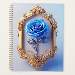 Elegante blaue Rose in verziertem goldenen Rahmen Planer