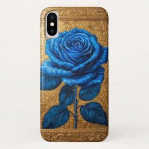 Elegante blaue Rose in Verziertem Goldrahmen Case-Mate iPhone Hülle