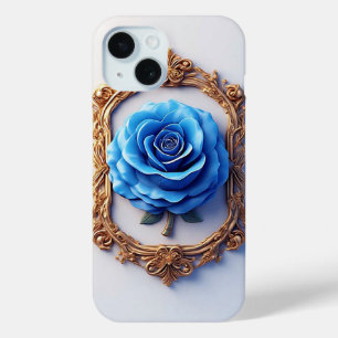 Elegante blaue Rose in Verziertem Goldrahmen Case-Mate iPhone Hülle