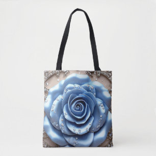 Elegante blaue Rose mit glitzernden Diamanten