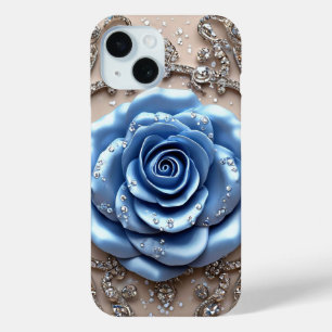 Elegante blaue Rose mit glitzernden Diamanten Case-Mate iPhone Hülle