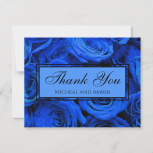 Elegante blaue Rosen blaue Blumen blaues Floral Dankeskarte