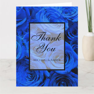 Elegante blaue Rosen blaue Blumen blaues Florales Dankeskarte