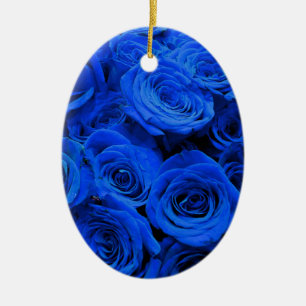 Elegante blaue Rosen blaue Blumen blaues Florales Keramikornament