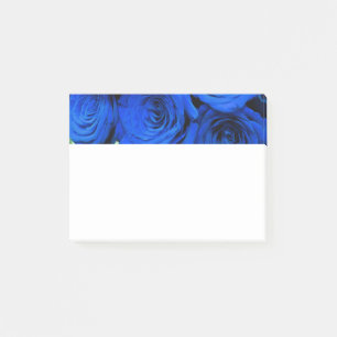 Elegante blaue Rosen blaue Blumen blaues Florales Post-it Klebezettel