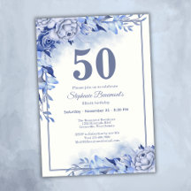 Elegante blaue Rosen Blumen Frauen 50. Geburtstag 