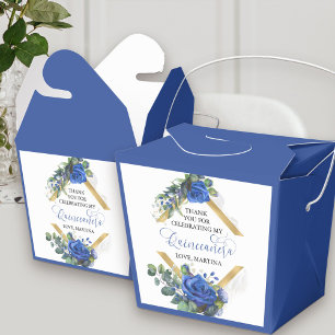 Elegante blaue Rosen-Eukalyptus-Quinceanera-Blumen Geschenkschachtel