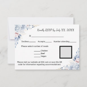 Elegante Blaue Rosen RSVP Karte