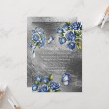Elegante Blaue Rosen Schmetterling Silber Hochzeit