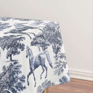 Elegante Blaue Rustikale Pferde Tischdecke