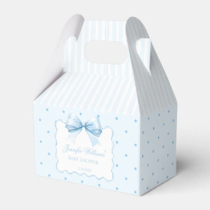 Elegante blaue Schleife Punkte Baby-Junge Shower Geschenkschachtel