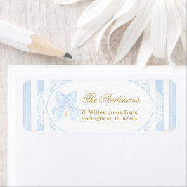 Elegante blaue Schleifen Streifen Spitze