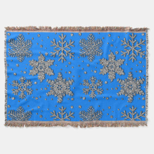 Elegante blaue Schneeflocken Decke