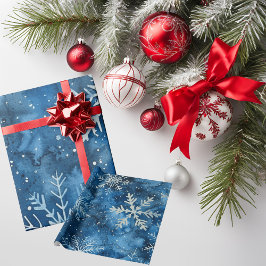 Elegante Blaue Schneeflocken Weihnachten Geschenkpapier