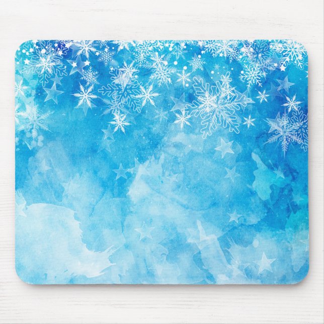 Elegante Blaue Schneeflocken Weihnachten | Mousepa Mousepad (Vorne)