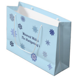 Elegante blaue Schneeflocken Winter warmste Wünsch Große Geschenktüte