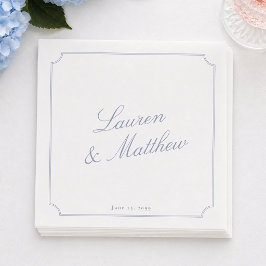 Elegante blaue Schrift Hochzeitsservietten Serviette