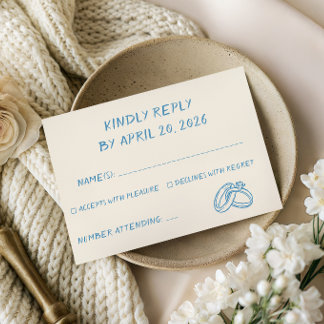 Elegante Blaue Schrift-Typografie Minimalistische RSVP Karte