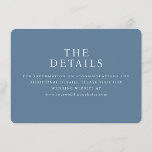 Elegante Blaue Serif-Hochzeitsdetailkarte Begleitkarte