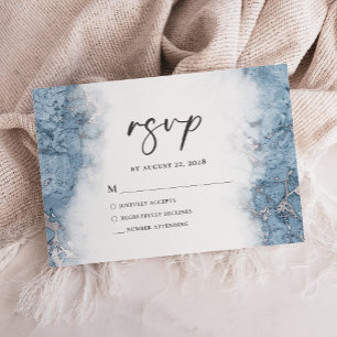Elegante Blaue Silbermarmor-RSVP RSVP Karte