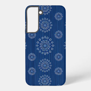 Elegante blaue Sonnenmica-Textur mit Blumenmuster Samsung Galaxy Hülle