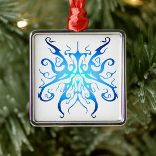 Elegante blaue Stammesmaske abstraktes Design Ornament Aus Metall