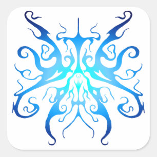 Elegante blaue Stammesmaske abstraktes Design Quadratischer Aufkleber