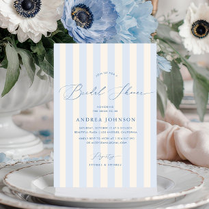 Elegante blaue Streifen Brautdusche Einladung