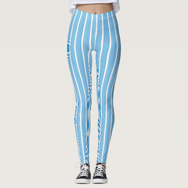 Elegante blaue Streifen Moderne Vorlage Leggings (Vorderseite)