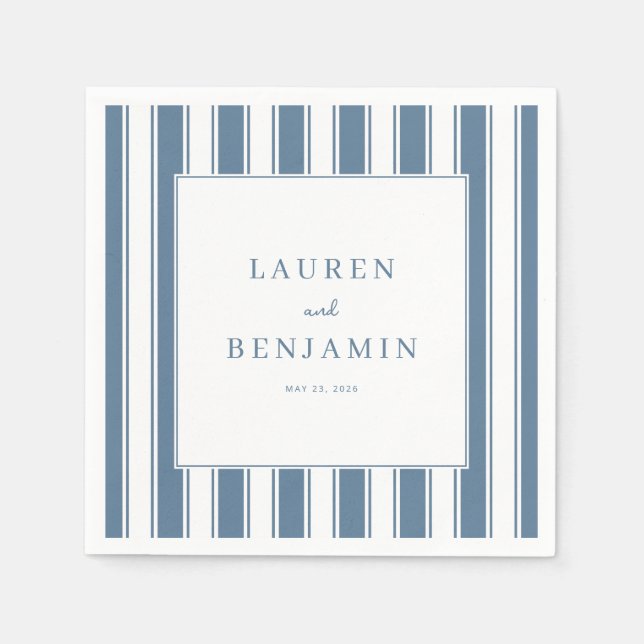 Elegante blaue Streifen Serviette (Vorderseite)