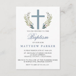 Elegante blaue Taufe/Christening Einladung