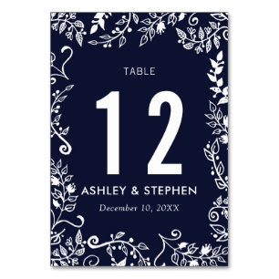 Elegante, blaue Tischnummern