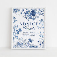 Elegante blaue Toile Chinoiserie Ratgeberkarten-Ta