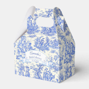 Elegante blaue Toile de Jouy Junggesellinnenabschi Geschenkschachtel