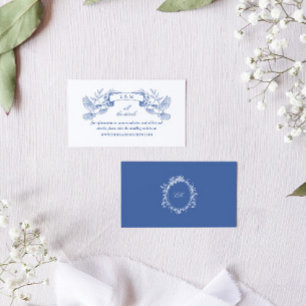 Elegante Blaue Toile-Vögel Barock-Hochzeitswebsite Begleitkarte