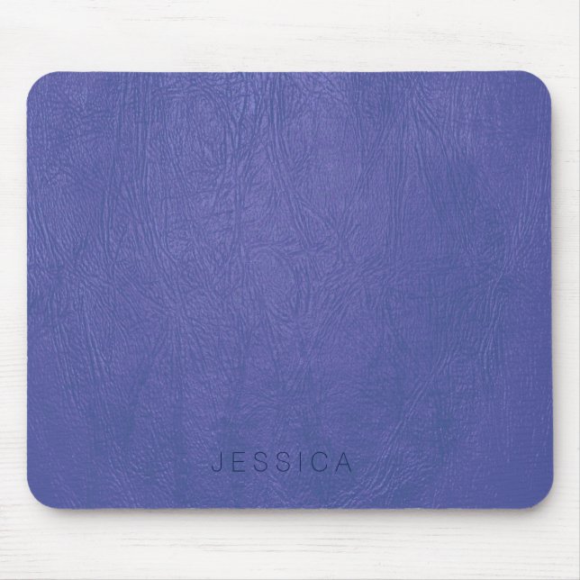 Elegante blaue Tones Imitate Leather Print Mousepad (Vorne)