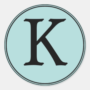 Elegante blaue u. schwarze Monogramm-Aufkleber Runder Aufkleber