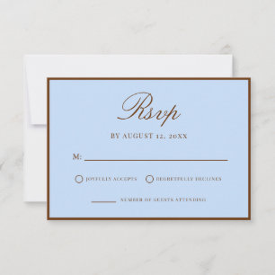 Elegante blaue und braune Hochzeit im Old-Money-St RSVP Karte