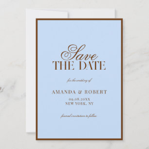 Elegante blaue und braune Hochzeit im Old-Money-St Save The Date