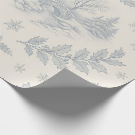 Elegante Blaue und Elfenbein-Winter-Toile-Weihnach Geschenkpapier