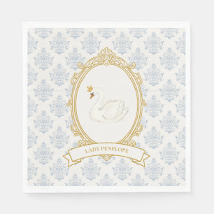 Elegante blaue und goldene Damast-Brautparty Serviette